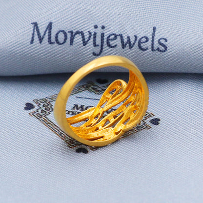 Solid 22k Yellow Gold Ring Jewelry, Hand Carved Gold Ring, Indian Gold Ring, K5703