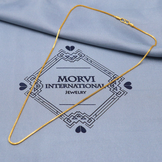 Pure Gold Necklace Chain in Solid 22k Yellow Gold, Handmade Chain Jewelry, curb Style Chain,  all size available