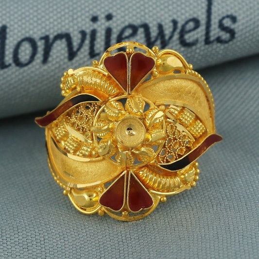 22k pure solid gold handmade ring . genuine 916 gold purity with government hallmarks . Indian jewelry, K5942