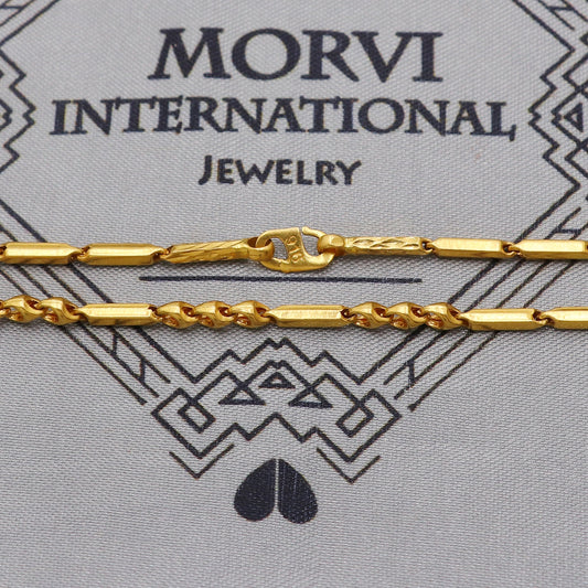 22k Gold Chain Beads Necklace Jewelry, Pipe/Bar Link Chain 22kt Chain, Indian Gold Chain, Party Wear Chain, Gold Beads Indian Mala, K6248