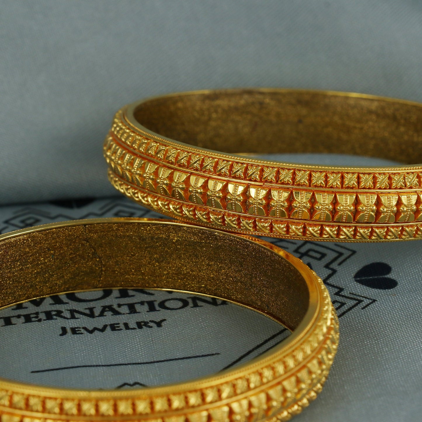 Real 18k gold bangle bracelet, Indian gold bangle jewelry, wedding bridal jewelry, inner wax filled, 13mm floral vintage bangle, K6733A