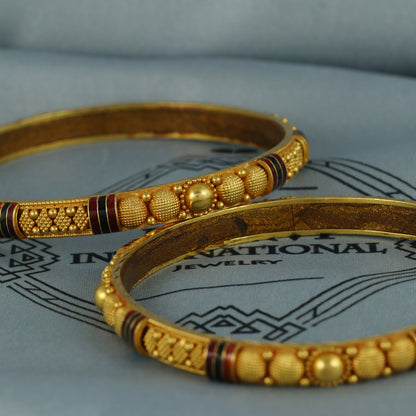 22K Solid Gold Bangle Bracelet Chunky, Minimalist 90s Style, Pure Delicate 22k Gold Bangles Indian Handmade light weight, wax filled