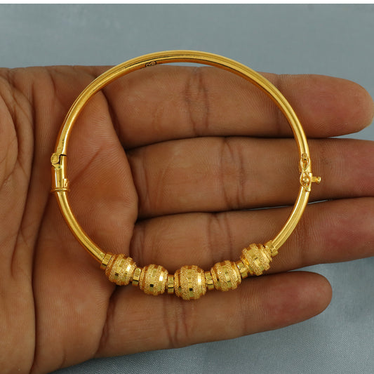 Pure 22k Gold Bangles Indian Handmade ball design, minimalist, openable Oval Bangle Bracelet Wedding women Jewelry, Ball Beads Bracelet
