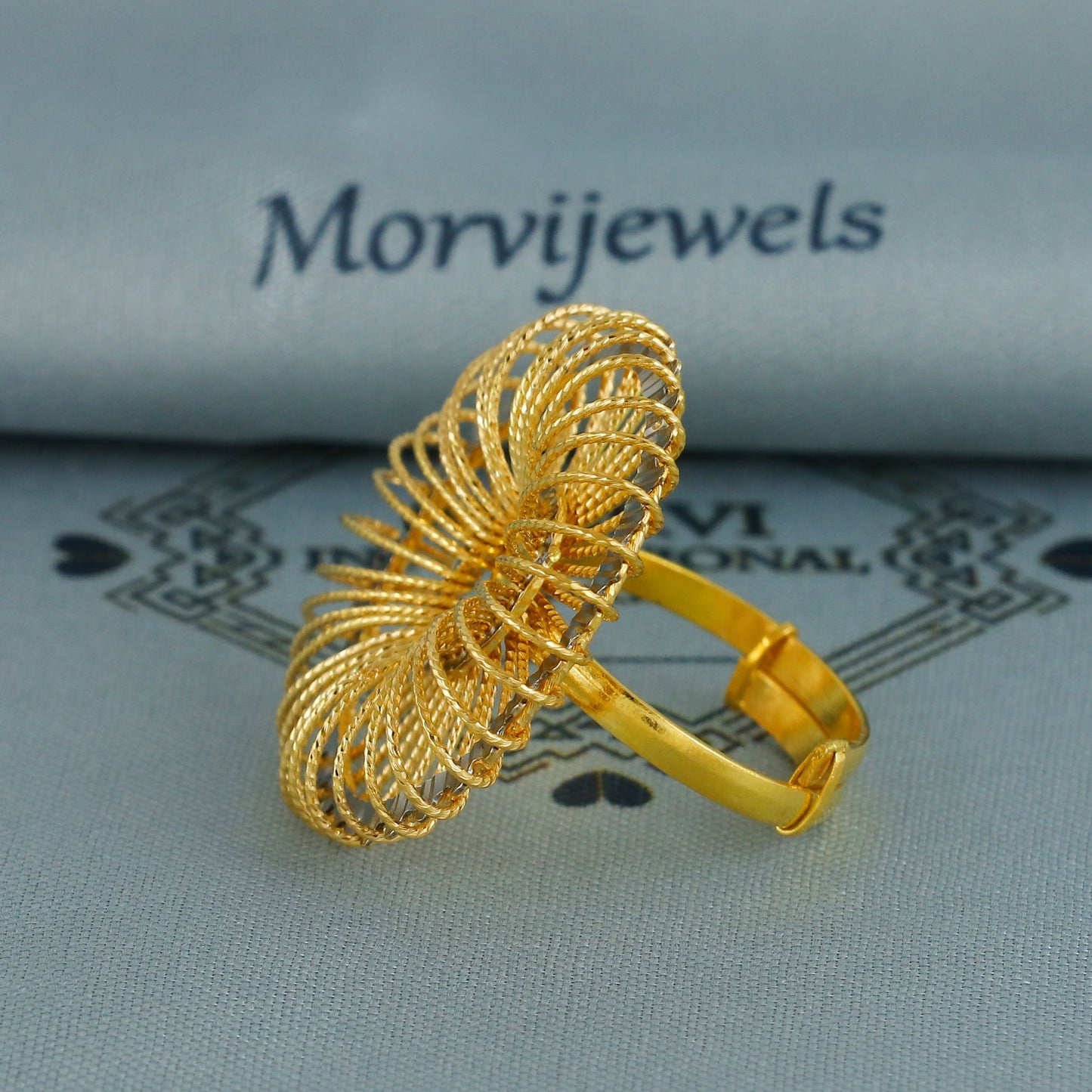 real 22k pure solid gold handmade women ring jewelry. Vintage Filigree style ring, K6760