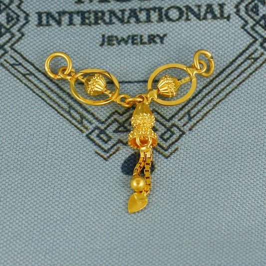 Small 22k gold chain pendant charms, two links pendant, Antique vintage design indian handmade jewelry, K6762