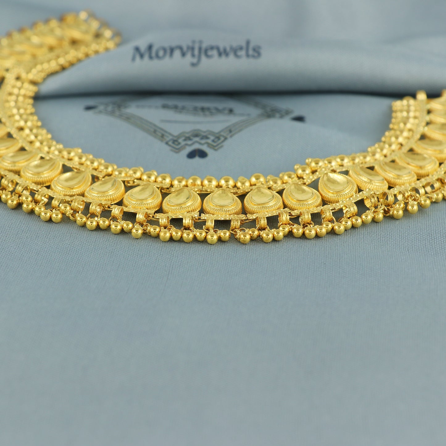 22k Yellow Gold Wedding Necklace Handmade Jewelry, 22kt Indian Gold Jewelry, K7158