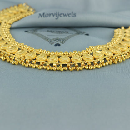22k Yellow Gold Wedding Necklace Handmade Jewelry, 22kt Indian Gold Jewelry, K7158