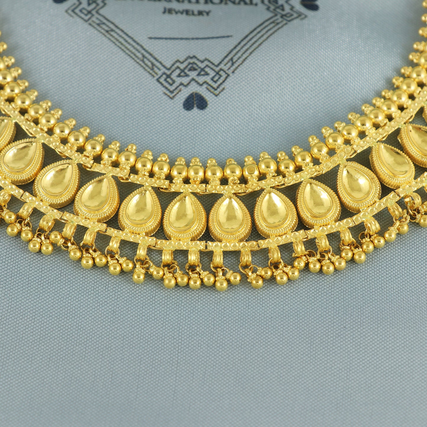 22k Yellow Gold Wedding Necklace Handmade Jewelry, 22kt Indian Gold Jewelry, K7158