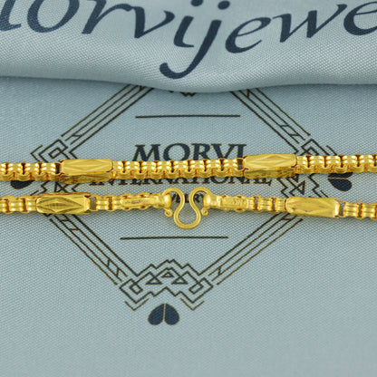 Solid 22k Yellow Gold Pure Gold Necklace Chain Jewelry, Indian Handmade Square Necklace Jewelry, Vintage Style Gold Chain, , K7161