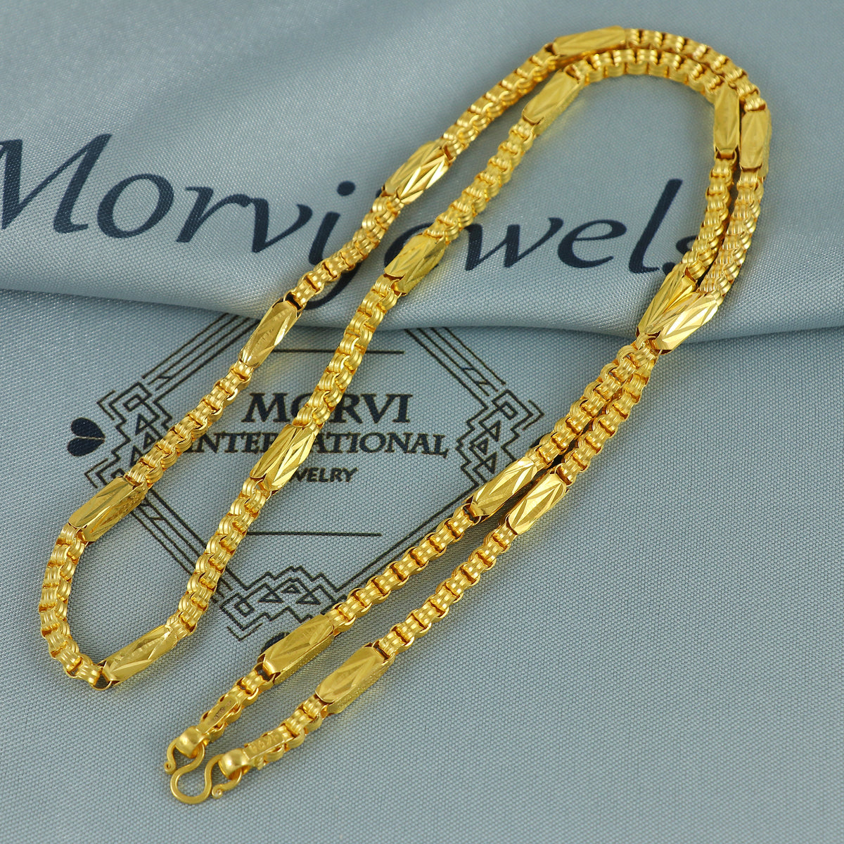 Solid 22k Yellow Gold Pure Gold Necklace Chain Jewelry, Indian Handmade Square Necklace Jewelry, Vintage Style Gold Chain, , K7161