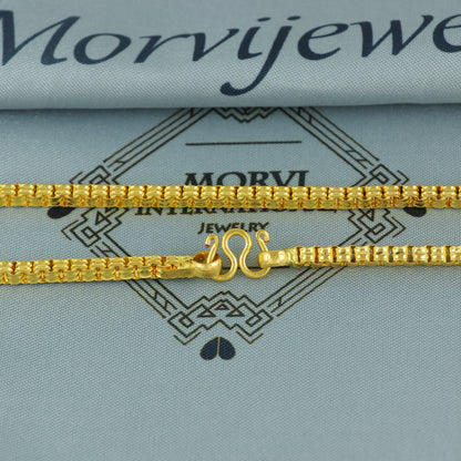Solid 22k Yellow Gold Pure Gold Necklace Chain Jewelry, Indian Handmade Rolo Necklace Jewelry, Vintage Style Gold Chain, , K7162