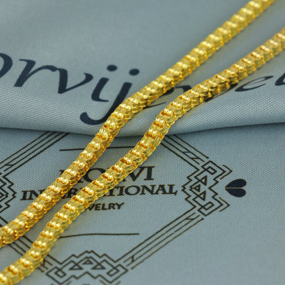 Solid 22k Yellow Gold Pure Gold Necklace Chain Jewelry, Indian Handmade Rolo Necklace Jewelry, Vintage Style Gold Chain, , K7162