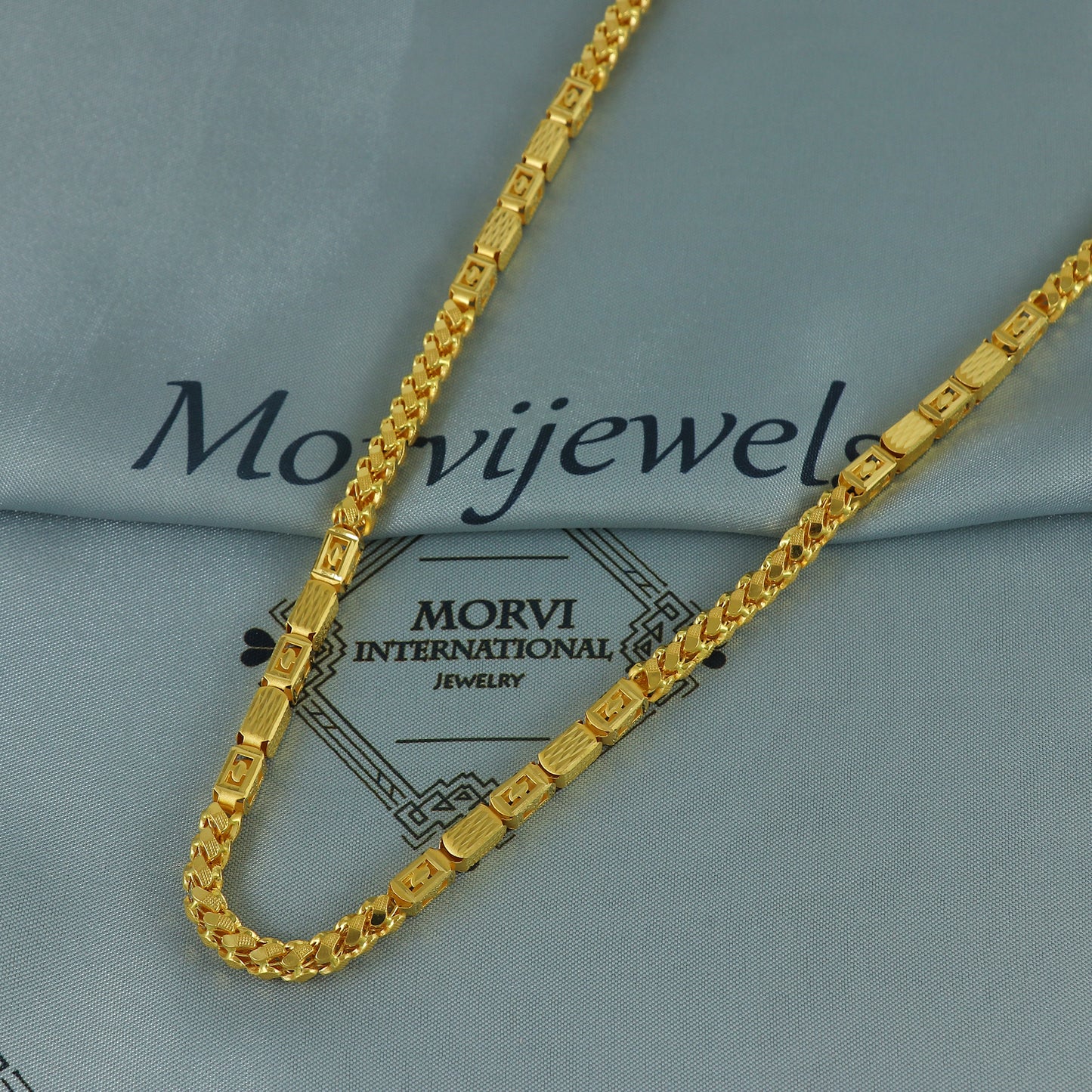 Solid 22k Yellow Gold Pure Gold Necklace Franco Chain Jewelry, Indian Handmade Franco Necklace Jewelry, Vintage Style Gold Chain, , K7163