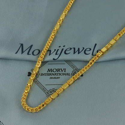 Solid 22k Yellow Gold Pure Gold Necklace Franco Chain Jewelry, Indian Handmade Franco Necklace Jewelry, Vintage Style Gold Chain, , K7163