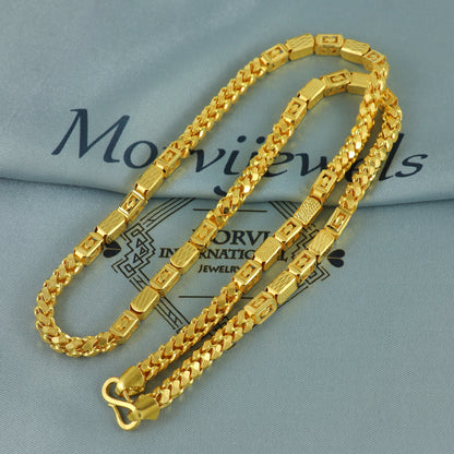 Solid 22k Yellow Gold Pure Gold Necklace Franco Chain Jewelry, Indian Handmade Franco Necklace Jewelry, Vintage Style Gold Chain, , K7163