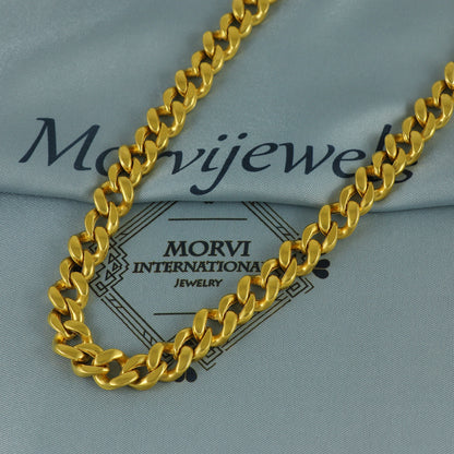 Solid 22k Yellow Gold Pure Gold Necklace Chain Jewelry, Indian Handmade Cuban Curb Necklace Jewelry, Vintage Style Gold Chain, , K7164