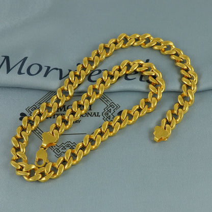 Solid 22k Yellow Gold Pure Gold Necklace Chain Jewelry, Indian Handmade Cuban Curb Necklace Jewelry, Vintage Style Gold Chain, , K7164