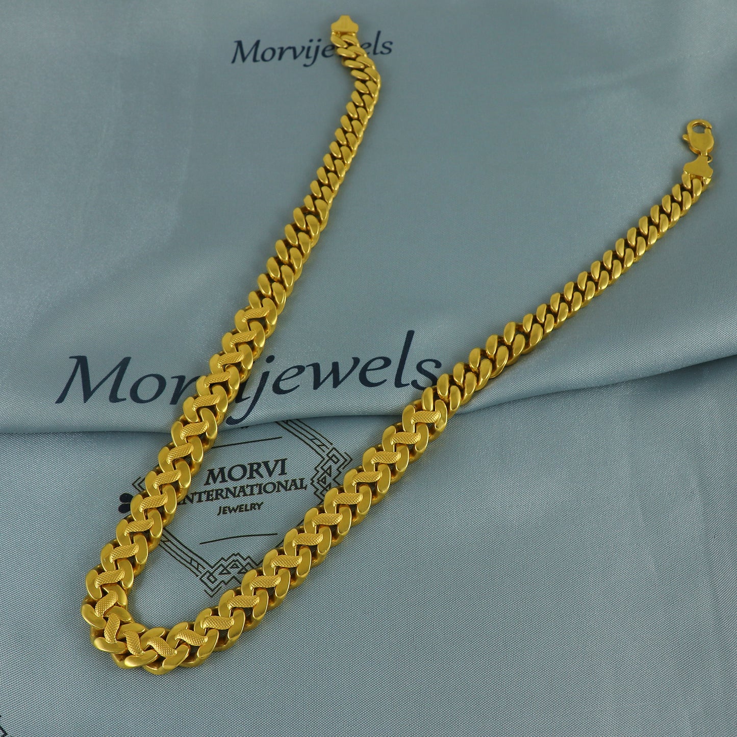 Solid 22k Yellow Gold Pure Gold Necklace Chain Jewelry, Indian Handmade Cuban Curb Necklace Jewelry, Vintage Style Gold Chain, , K7165