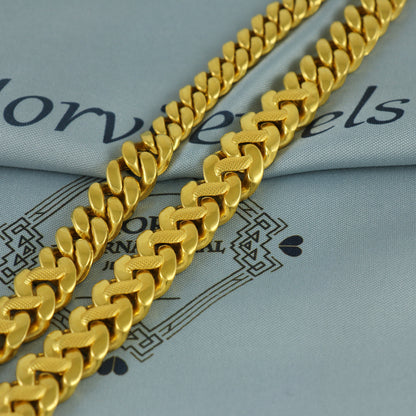 Solid 22k Yellow Gold Pure Gold Necklace Chain Jewelry, Indian Handmade Cuban Curb Necklace Jewelry, Vintage Style Gold Chain, , K7165