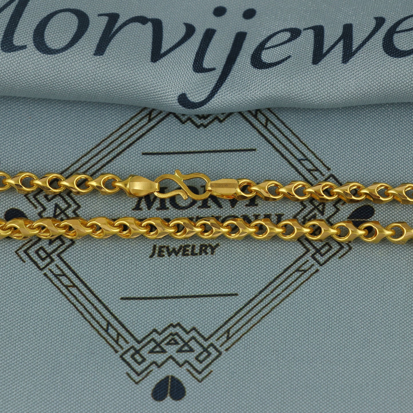 Solid 22k Yellow Gold Pure Gold Necklace Chain Jewelry, Indian Handmade Franco Necklace Jewelry, Vintage Style Gold Chain, , K7166