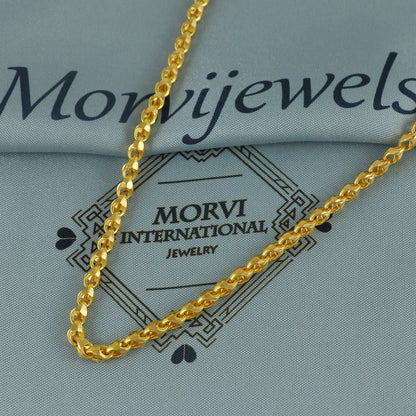 Solid 22k Yellow Gold Pure Gold Necklace Chain Jewelry, Indian Handmade Franco Necklace Jewelry, Vintage Style Gold Chain, , K7166