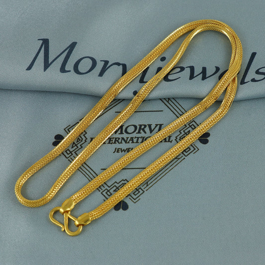 Solid 22k Yellow Gold Pure Gold Necklace Chain Jewelry, Indian Handmade Box Necklace Jewelry, Vintage Style Gold Chain, , K7167