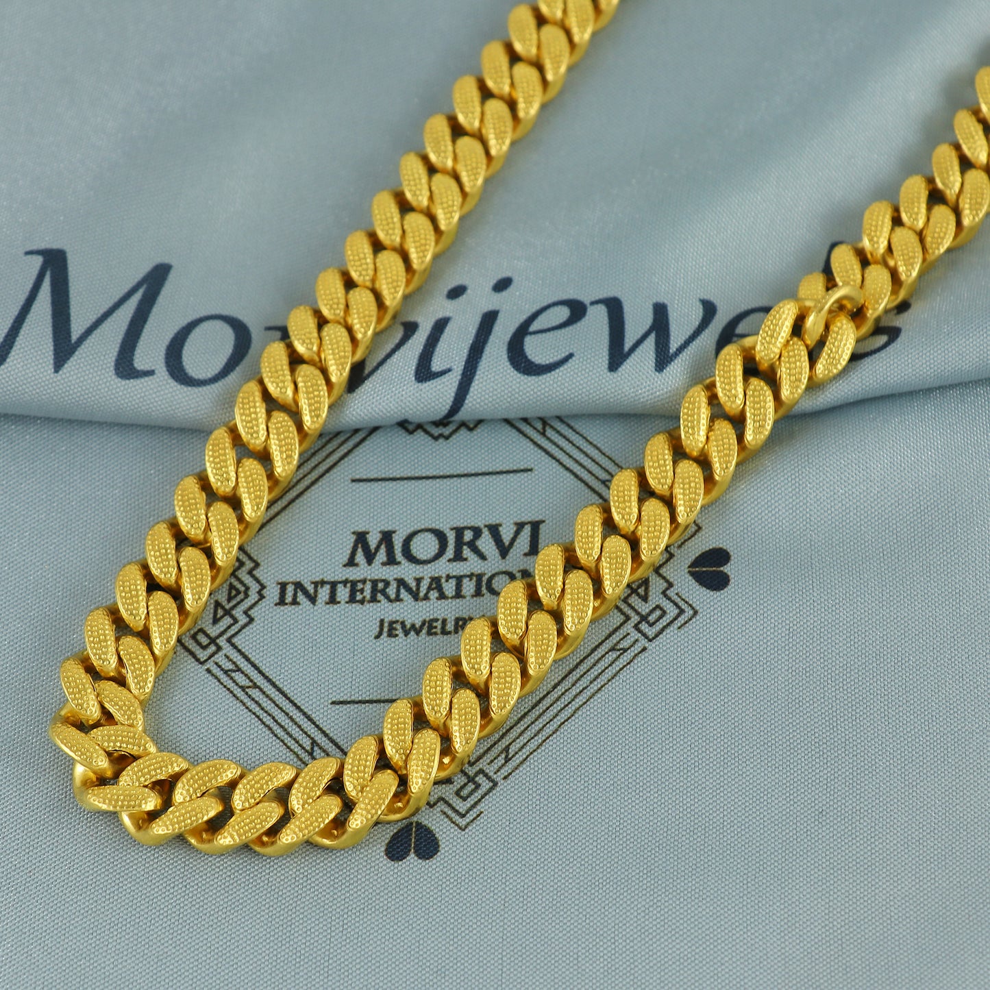 Solid 22k Yellow Gold Handmade Miami Cuban Link Chain Necklace, Indian Textured Cuban Curb Chain Jewelry, Heavy Bold Gold Necklace, K7177