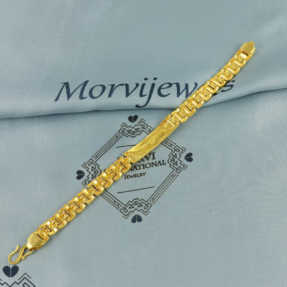 Solid 22k Yellow Gold Handmade President Style ID Bracelet, Indian Men's Rolex Style Watch Band Gold Bracelet, Luxury ID Plate Gold Bracelet, K7179