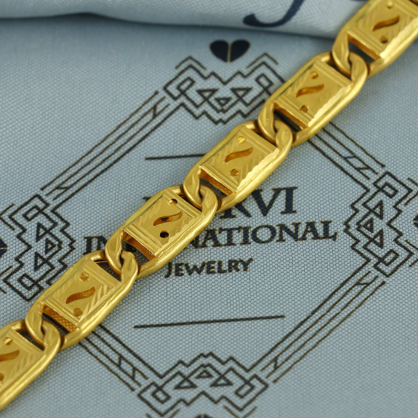 Vintage Design 22K Gold Bold Rectangular Link Bracelet with Cutwork Design, 22k yellow gold real bracelet handmade Indian jewelry, K7187