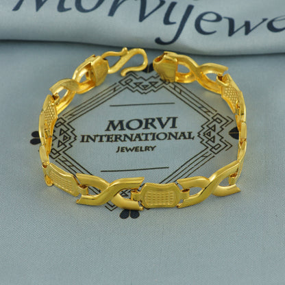 Vintage Design 22K Gold Bold Link Bracelet, 22k Yellow Gold Real Bracelet Handmade Indian Jewelry, K7188