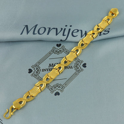 Vintage Design 22K Gold Bold Link Bracelet, 22k Yellow Gold Real Bracelet Handmade Indian Jewelry, K7188