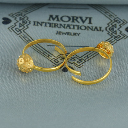 Beads 22k Yellow Gold bichiya toe ring, Handmade gold toe ring pair for women, Indian gold toe jewelry, real gold bichiya Gift, K7190