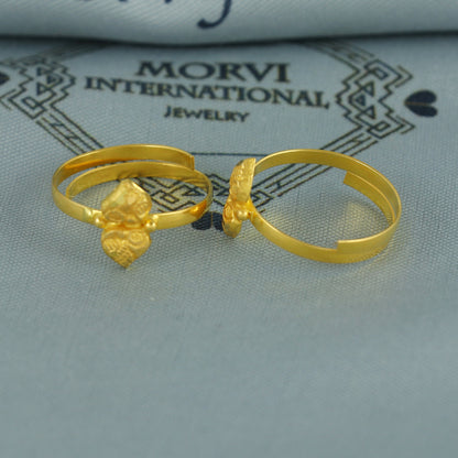 Beads 22k Yellow Gold bichiya toe ring, Handmade gold toe ring pair for women, Indian gold toe jewelry, real gold bichiya Gift, K7191