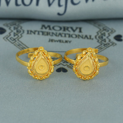 Beads 22k Yellow Gold bichiya toe ring, Handmade gold toe ring pair for women, Indian gold toe jewelry, real gold bichiya Gift, K7193
