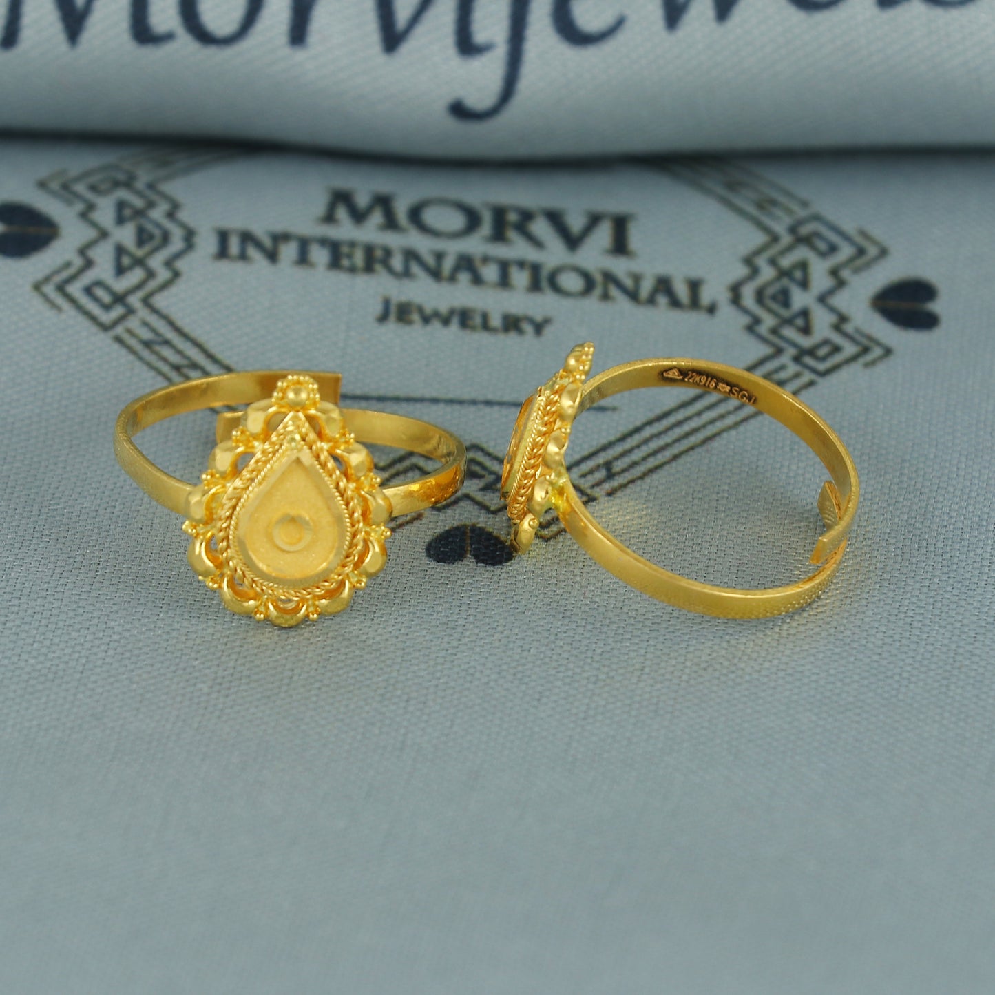 Beads 22k Yellow Gold bichiya toe ring, Handmade gold toe ring pair for women, Indian gold toe jewelry, real gold bichiya Gift, K7193