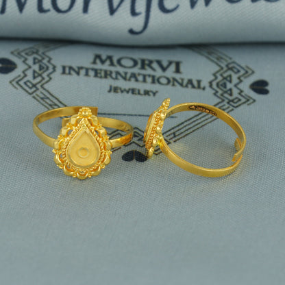 Beads 22k Yellow Gold bichiya toe ring, Handmade gold toe ring pair for women, Indian gold toe jewelry, real gold bichiya Gift, K7193