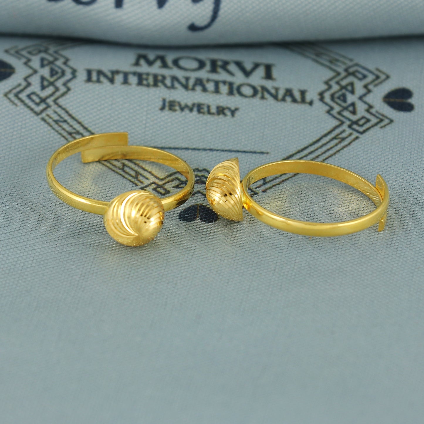 Beads 22k Yellow Gold bichiya toe ring, Handmade gold toe ring pair for women, Indian gold toe jewelry, real gold bichiya Gift, K7194
