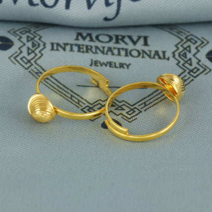 Beads 22k Yellow Gold bichiya toe ring, Handmade gold toe ring pair for women, Indian gold toe jewelry, real gold bichiya Gift, K7194