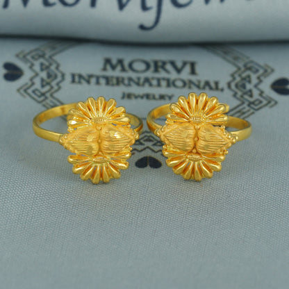 Beads 22k Yellow Gold bichiya toe ring, Handmade gold toe ring pair for women, Indian gold toe jewelry, real gold bichiya Gift, K7195