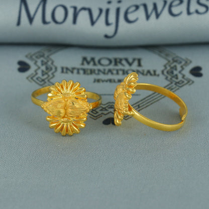 Beads 22k Yellow Gold bichiya toe ring, Handmade gold toe ring pair for women, Indian gold toe jewelry, real gold bichiya Gift, K7195