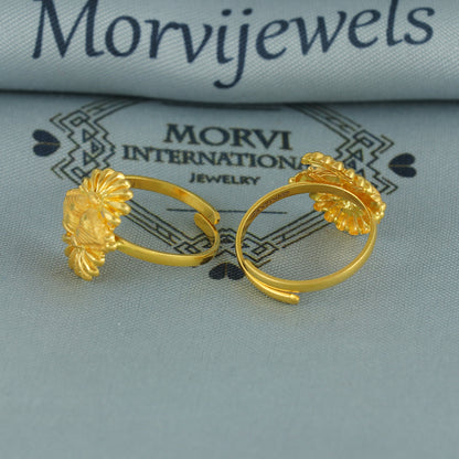 Beads 22k Yellow Gold bichiya toe ring, Handmade gold toe ring pair for women, Indian gold toe jewelry, real gold bichiya Gift, K7195