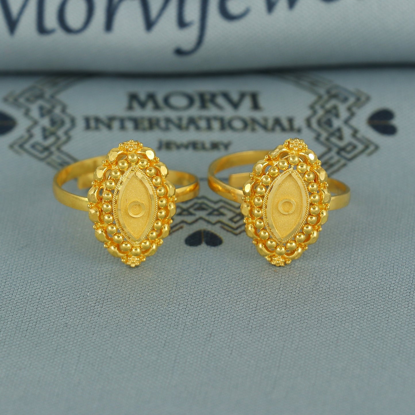 Beads 22k Yellow Gold bichiya toe ring, Handmade gold toe ring pair for women, Indian gold toe jewelry, real gold bichiya Gift, K7196