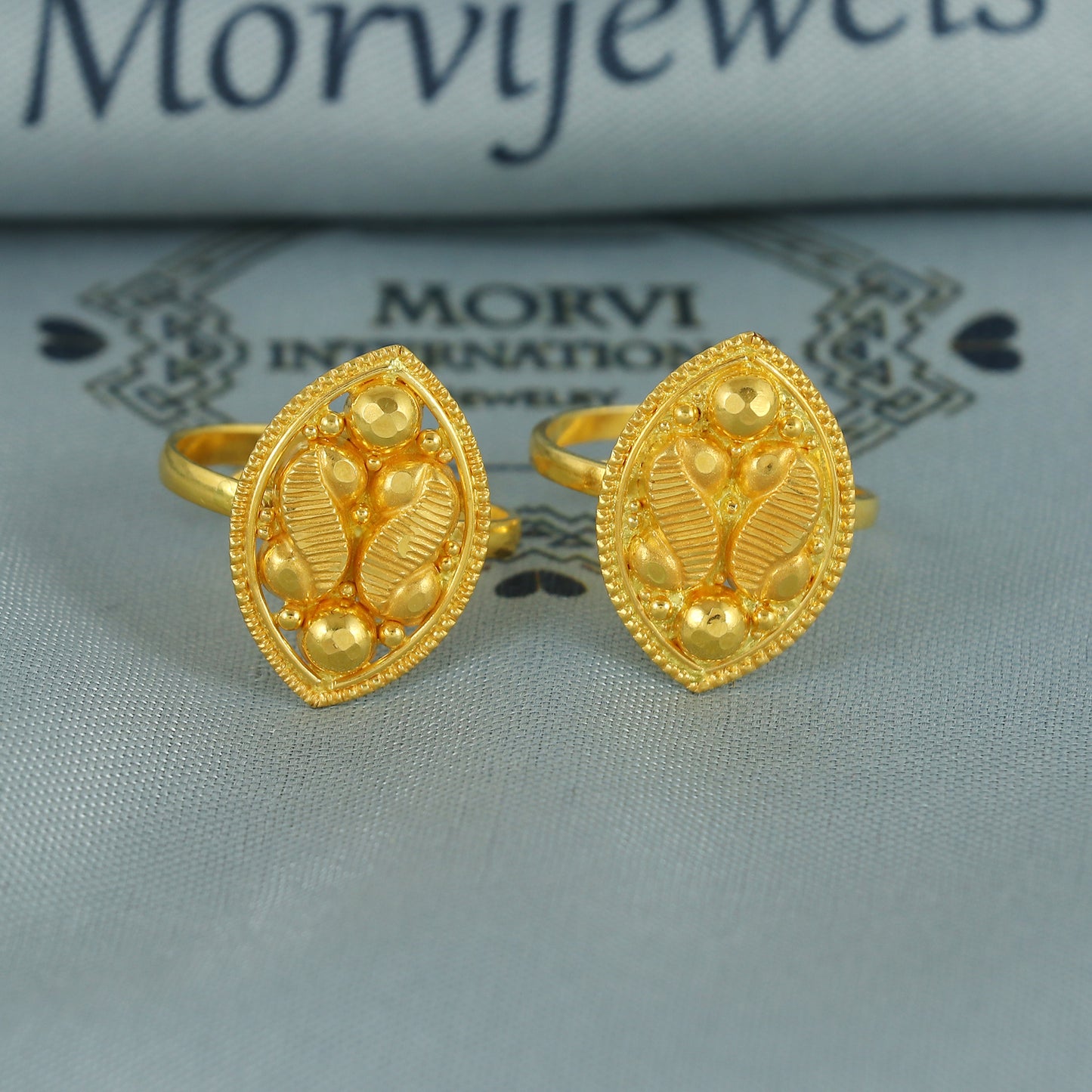 Beads 22k Yellow Gold bichiya toe ring, Handmade gold toe ring pair for women, Indian gold toe jewelry, real gold bichiya Gift, K7198