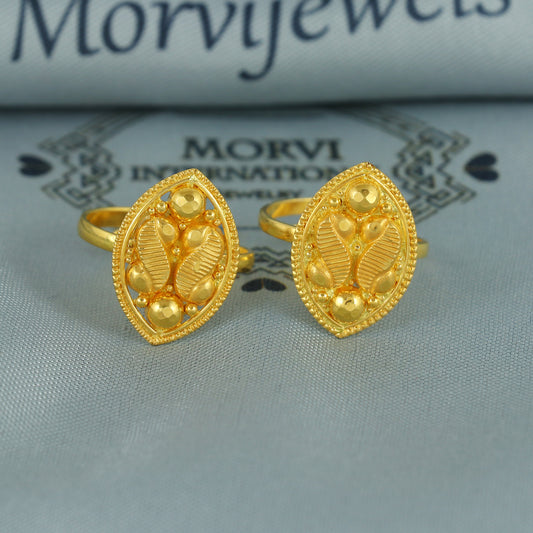 Beads 22k Yellow Gold bichiya toe ring, Handmade gold toe ring pair for women, Indian gold toe jewelry, real gold bichiya Gift, K7198