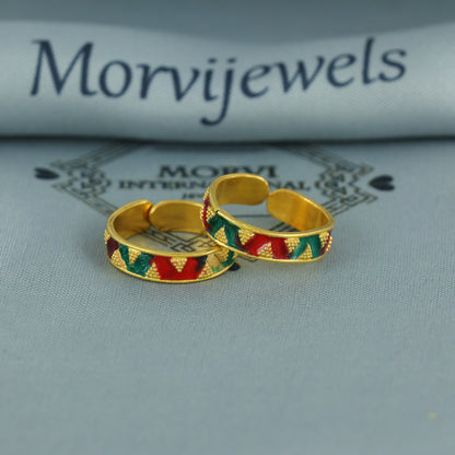 Beads 22k Yellow Gold bichiya toe ring, Handmade gold toe ring pair for women, Indian gold toe jewelry, real gold bichiya Gift, K7204