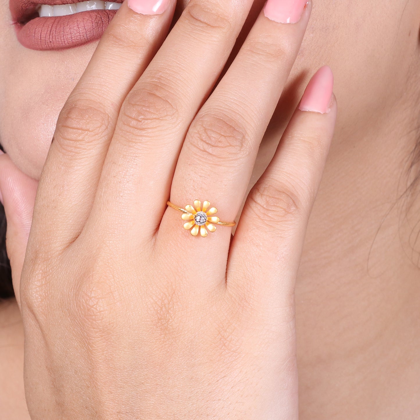 22k Gold Ring Dainty Indian Jewelry Exclusive Authentic BIS Hallmarked Stamped "22k916" Jewelry, MJ0014