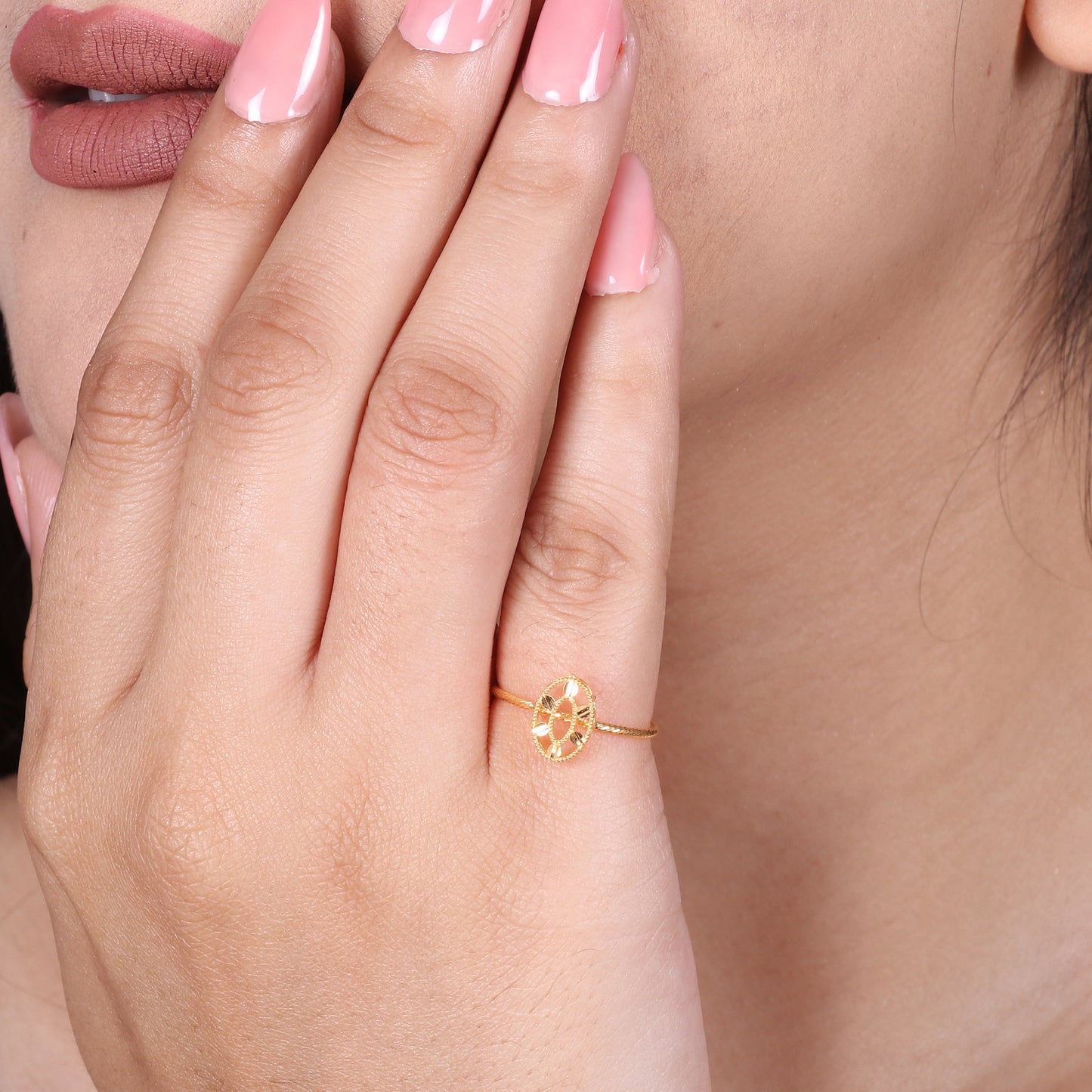 22k Gold Ring Dainty Indian Jewelry Exclusive Authentic BIS Hallmarked Stamped "22k916" Jewelry, MJ0015
