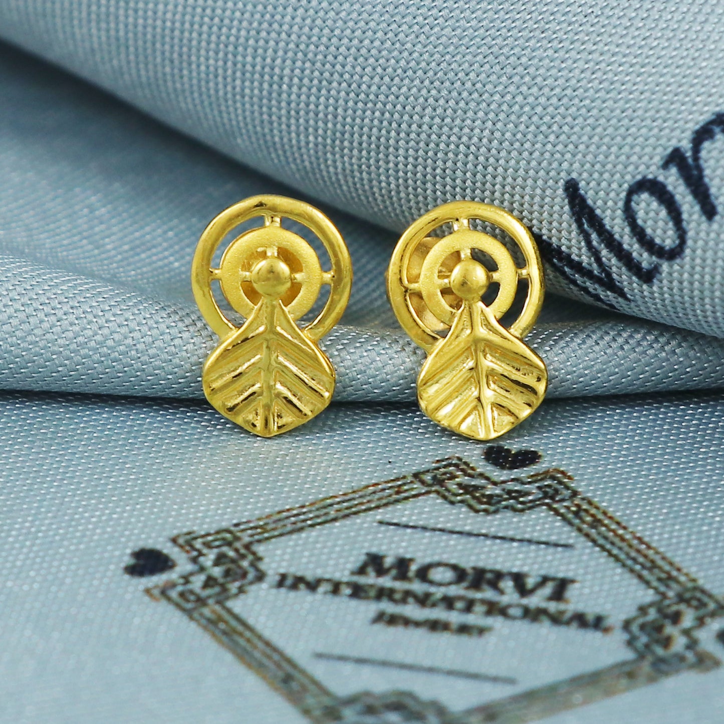 22k Gold Stud Earrings Indian Jewelry Exclusive Authentic BIS Hallmarked Stamped "22k916" Jewelry, MJ0020