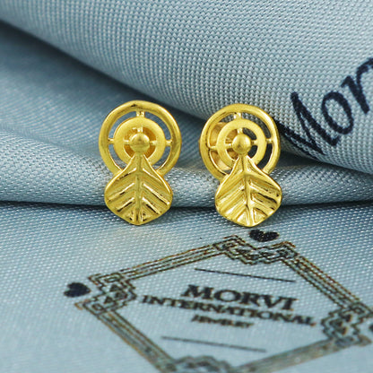 22k Gold Stud Earrings Indian Jewelry Exclusive Authentic BIS Hallmarked Stamped "22k916" Jewelry, MJ0020