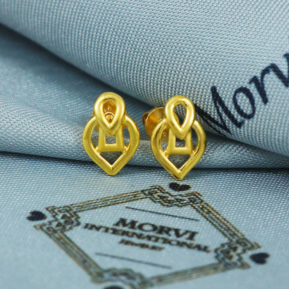 22k Gold Stud Earrings Dainty Indian Jewelry Exclusive Authentic BIS Hallmarked Stamped "22k916" Jewelry, MJ0021